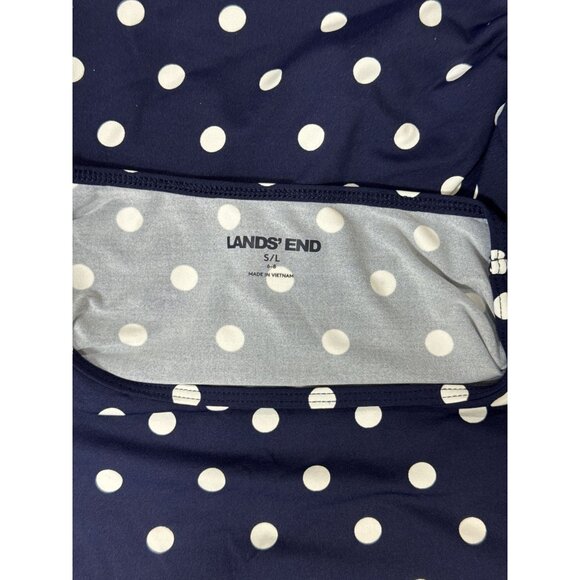 Lands End Womens Navy Long Sleeve Polka Dot Shirt S/L Stretchy Fabric Light Top - Picture 6 of 7